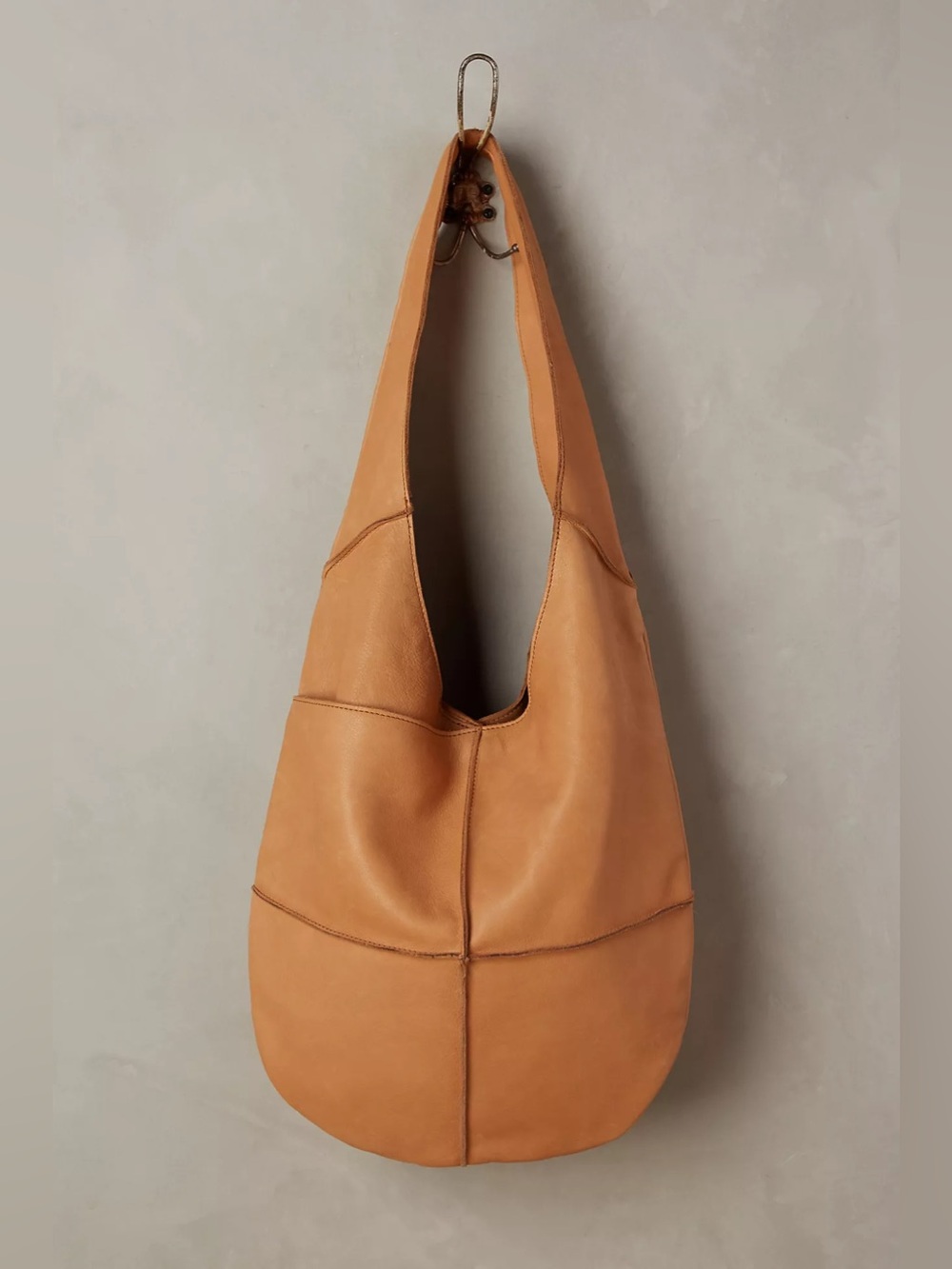 Anthropologie CNP Cut N Paste Leonie Leather Seamed Hobo Bag Boho Slouchy